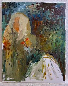 Pintura al óleo expresionista paisaje figura pintura lienzo 16x20 original - Imagen 1 de 3