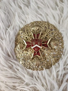 Seltene große Vintage Reinad signierte Wappen Brosche - goldfarben. 3" - Bild 1 von 5