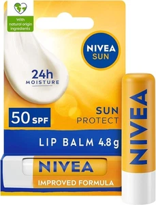 NIVEA SUN Protect Caring Lip Balm SPF50 (4.8g), Factor 50 Lip Balm UK - Picture 1 of 5