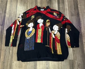 Vintage Chicos Design 100% Seide Bluse Shirt asiatisch Damen Geisha All Over Print 3 - Bild 1 von 8