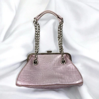 Mini bolso sin asas de hombro metálico púrpura claro imitación cuero cocodrilo Y2K formal Foto 1 de 4