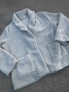 Z By Zella Sweater Cardigan Drape Jacket Gray Faux Shearling Cozy Fuzzy Sz XL - Picture 1 of 12