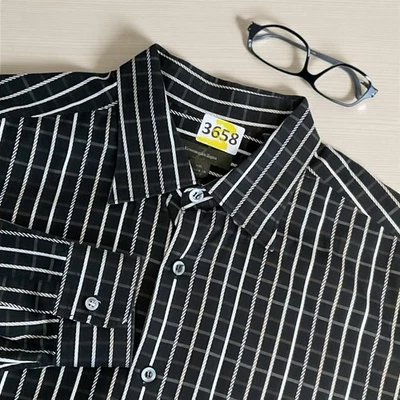 Ermenegildo Zegna Shirt Men's 2XL White&Black Plaid Dress Shirt Button Down $295 - Image 1 of 4