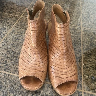 Paul Green Mujer Cayenne Uk5 EE. UU. 7,5 Marrón Cuero Peep Toe Botines Sandalias Foto 1 de 4