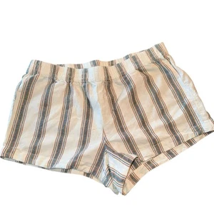 Ann Taylor Loft Strandshorts Damengröße M Leinen elastischer Bund Streifen gebraucht, in einwandfreiem Zustand - Bild 1 von 4
