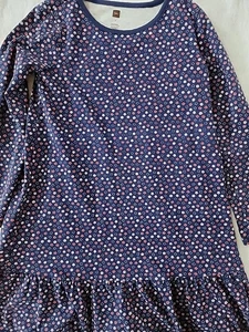 Tea Collection Girls Blue Multicolor Floral Dress Size 7 Preowned - Picture 1 of 4