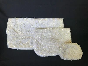 Vintage 50s three evening bags made in Hong Kong made of satin with sequins - Picture 1 of 11
