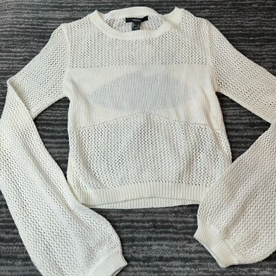 Suéter Forever 21 Mujer Pequeño Manga Larga Espalda Abierta Recortado Tejido Top Blanco Nuevo Foto 1 de 4