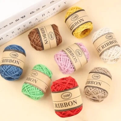 10M Natural Jute Twine String Rustic Craft Ribbon Coloured Hessian Rope DIY Deco - Image 1 of 4
