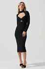 ASTR Womens Long Sleeve Twist Bust Midi Dress Size S Black Choker ADR101045 NWOT