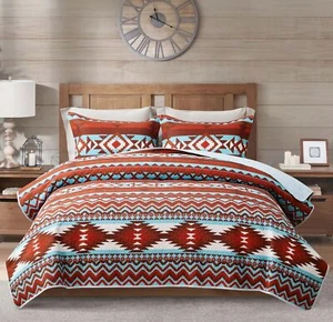 Southwestern Bedding Set Western Tribal Aztec Rustic Native American Navajo Q... - Picture 1 of 7
