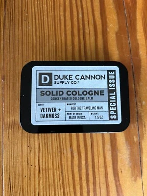 NUEVO Duke Cannon Vetiver & Oakmoss Colonia Sólida Edición Especial 1.5 OZ Viaje Foto 1 de 2