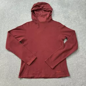 Patagonia Fleece Womens Medium Red Hood USA Made Pullover Logo Jumper Ladies - Picture 1 of 7