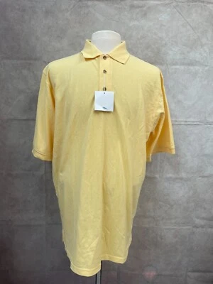 Camisa Tri-Montaña Para Hombres Amarillo Polo Golf Rendimiento Manga Corta Preppy Talla XL Foto 1 de 4