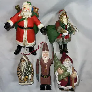 VTG Lot of 5 Santa Ornaments ~Silvestri Celluloid Rotating Arms Cloth Christmas - Picture 1 of 14