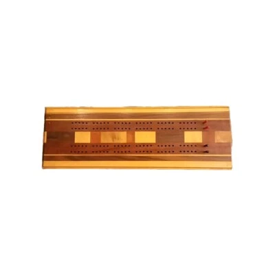 Wooden Cribbage Board Hand Crafted By Dan Weyers Multi Wood Large With Pegs - Image 1 of 4