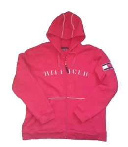 Tommy Hilfiger Red Hooded Full Zip Logo Sweater  Men's Size: XL - FAST SHIP - Picture 1 of 8