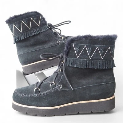 Jack Rogers Vera Suede Lace-up Winter Style Boots Black Women's 9.5M - Image 1 of 4