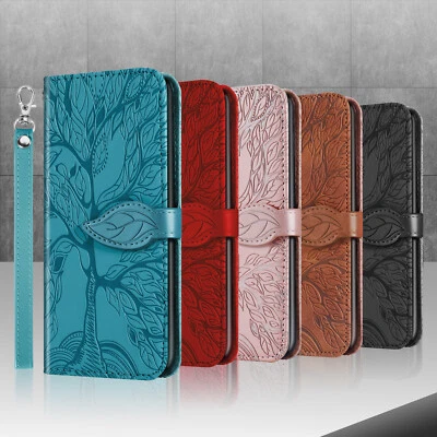 Case for iPhone 14 13 12 8 Tree Embossed PU Leather Flip Wallet Case Phone Cover - Image 1 of 4