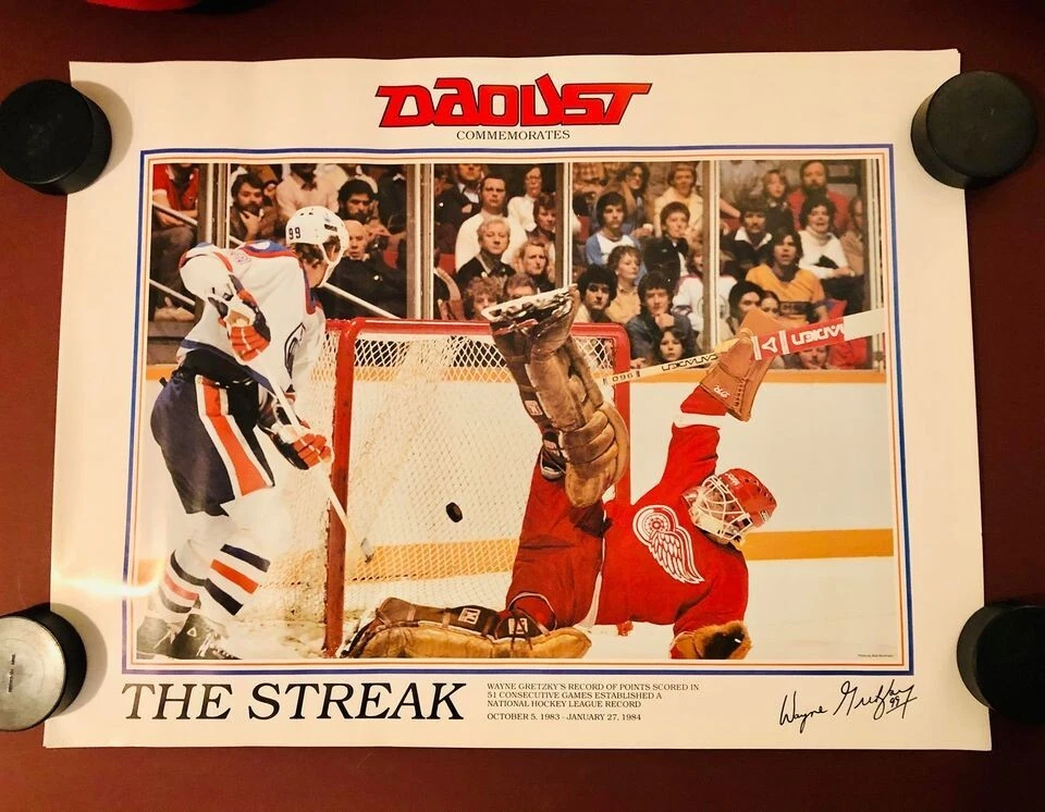 Rare Vintage 1984 Wayne Gretzky NHL Edmonton Oilers Daoust "The Streak" Poster - Image 1 of 1