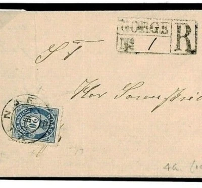 NORUEGA Clásico Registrado *Vinje* CDS Excelente 1886 Cubierta F439 Foto 1 de 4