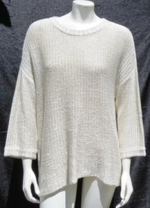 NEW $278 EILEEN FISHER Organic Cotton Linen Tape Jacquard Sweater Box Top US XL - Picture 1 of 5