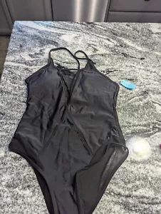 Traje de baño de una pieza CUPSHE para mujer traje de baño recortado espalda cruzada - negro/M - Imagen 1 de 8
