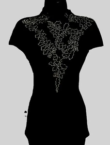 Neu mit Etikett Gracia schwarzes Top mit Stickerei vorne Größe M - Bild 1 von 5