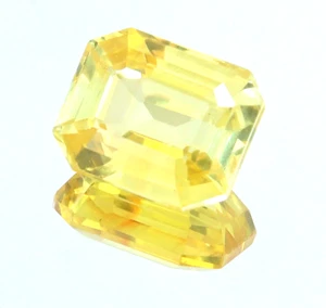 Piedra preciosa suelta corte esmeralda de zafiro amarillo de Ceilán de 8,75 quilates con certificación natural - Imagen 1 de 5