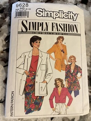 Vtg 90's Simplicity 9628 Misses Unlined Loose Fit Jacket 2 Lengths Pattern 6-14 - Image 1 of 4