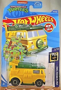 2020 Hot Wheels #147 HW Screen Time-Teenage Turtles 3/10 PARTY WAGON Yellow w/AD - Picture 1 of 5