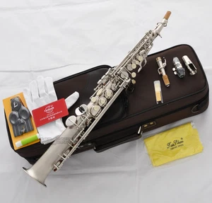 Professional TaiShan Straight Soprano saxophone High F# sax Satin Nickel Finish - Picture 1 of 8