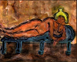 Lady On A Blue Divan - Signed, Numbered, Limited Edition - By F. DeTrolio - Picture 1 of 9