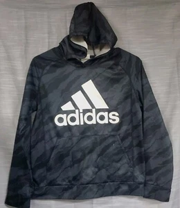 Adida's Hooded Sweater Boys Size Large 14/16 Black And White Camouflage - Picture 1 of 6