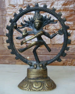 Bronce antiguo tallado hindú Señor Shiva Nataraja Señor de la figura de danza Estatua no.7 - Imagen 1 de 12