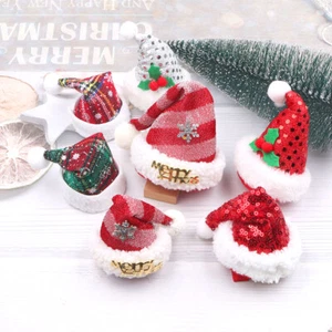 Christmas Hair Accessories Xmas Red Santa Claus Hat Festive Novelty Hair Clips - Picture 1 of 31