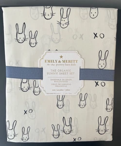 Juego de sábanas Pottery Barn Kids Emily & Merit BUNNY tamaño doble nuevo con etiquetas algodón orgánico XO - Imagen 1 de 2