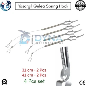 Yasargil Gelea Spring Hook - Length 31 cm & 41 cm 4 PCs Set Surgical Instruments - Picture 1 of 11