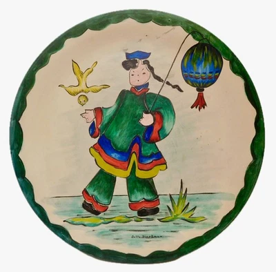 Oddball Pacific Pottery Hand Painted ARCADIA 13" Chop Plate, maybe one-of-a-kind - Image 1 of 4