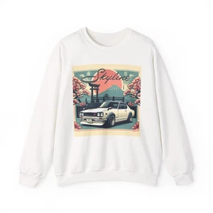 Hakosuka Skyline GT-R Crewneck Sweatshirt JDM Car Mt Fuji Cherry Blossom - Bild 1 von 12
