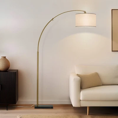 Brightech Logan Mid-Century (Includes LED Light Bulb) Marble Base Arc Floor Lamp - Image 1 of 4