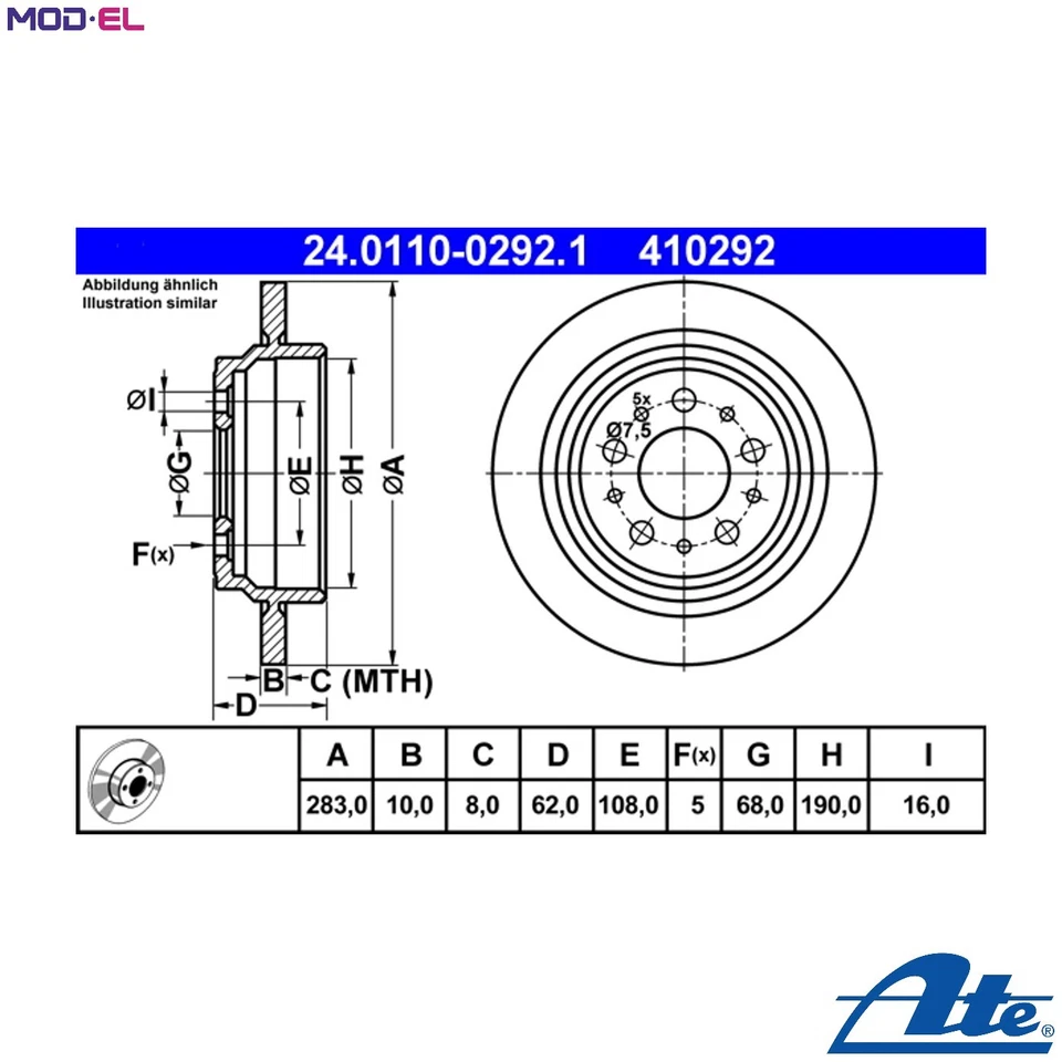 2x BRAKE DISC 24.0110-0292.1 FOR VOLVO 850/Rural V70/� B 5204 T3 2.0L 5cyl V70 I - Image 1 of 4