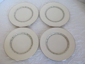 Lenox Springdale -Floral Band at Verge-Platinum Trim- Salad Plates-Set of 4 - Picture 1 of 13