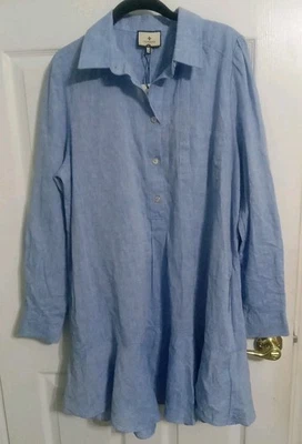 NWT TUCKERNUCK  Chambray 100 %Cotton SHIRT DRESS  Long Sleeve MSRP  $178 XLARGE - Image 1 of 4