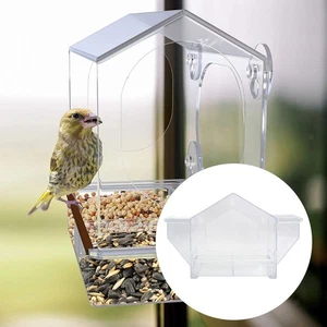 Window Bird Feeder Food Storage Tray Birdhouse for Backyard Lawn Outdoor - Picture 1 of 5
