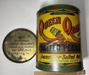 Antique QUEEN QUALITY Whole Salted Peanuts 10 LB Tin Can - Lancaster, PA - Picture 1 of 23