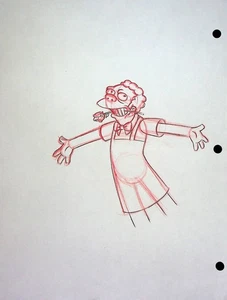 Simpsons 1990s Series Production Hand-Drawn Model Cel Layout - MOE - Picture 1 of 2
