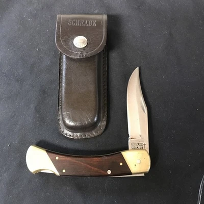 Faca Lockback Dobrável Vintage Schrade + LB7 com Bainha de Couro  - Imagem 1 de 4