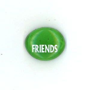 Inspirational Word FRIENDS Affirmation on a Clear Green Glass Rock Gem 1" W - Picture 1 of 2
