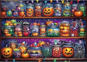 Halloween 1000 Piece Puzzles for Adults, Halloween Spider Candy Jar SEALED NEW - Picture 1 of 12